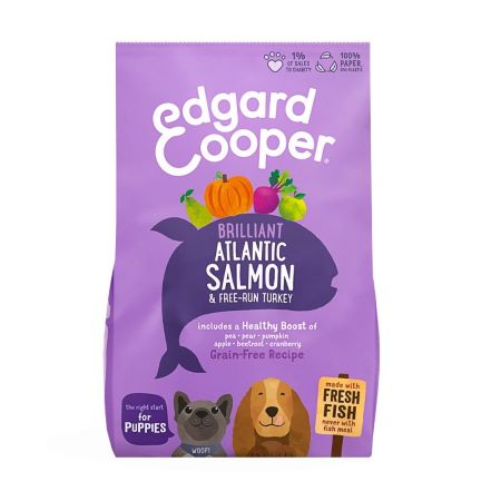 Edgard & Cooper - Puppy crocchette salmone e tacchino allevati a terra senza cereali