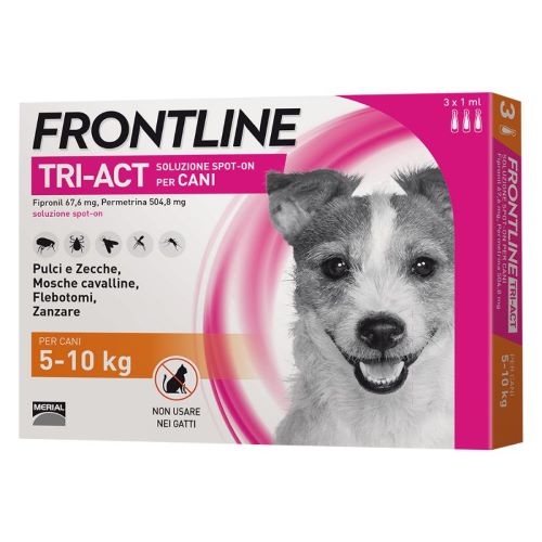 Frontline Tri-Act spot-on solution S for dogs from 5-10 kg with 3 pipettes