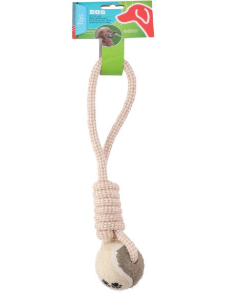 Rope dog toy with ball