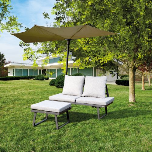 Lounge - Divano chaise longue da giardino con pouf
