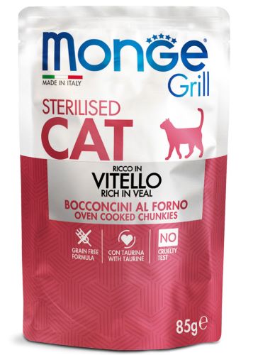 Monge grill sterilized cat morsels in bags of 85 gr