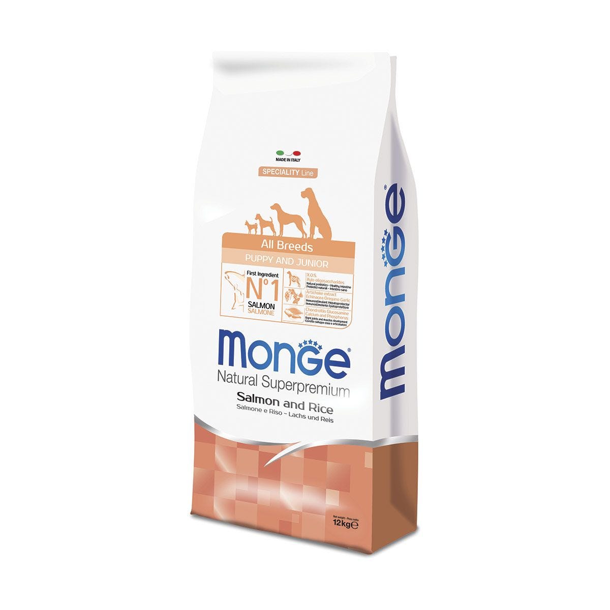 Monge Natural Puppy & junior salmon and rice 12 kg