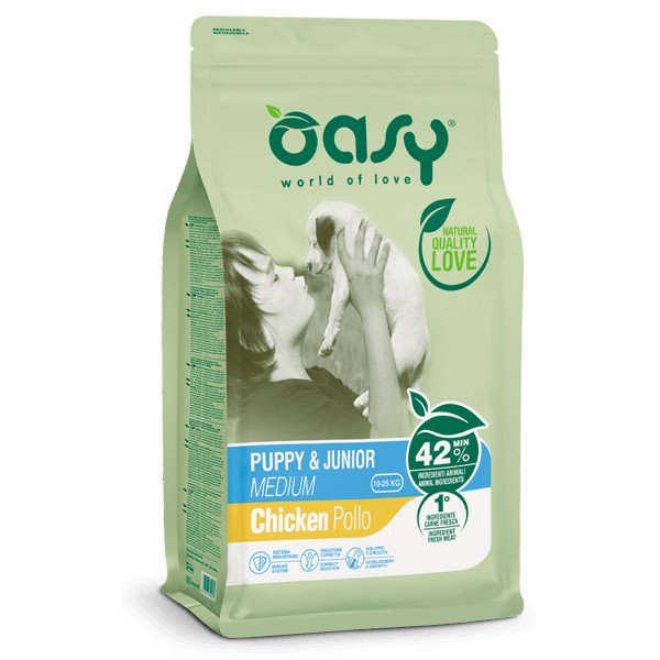 Oasy dry Dog Puppy &amp; junior medium - food for dog puppies 3 kg