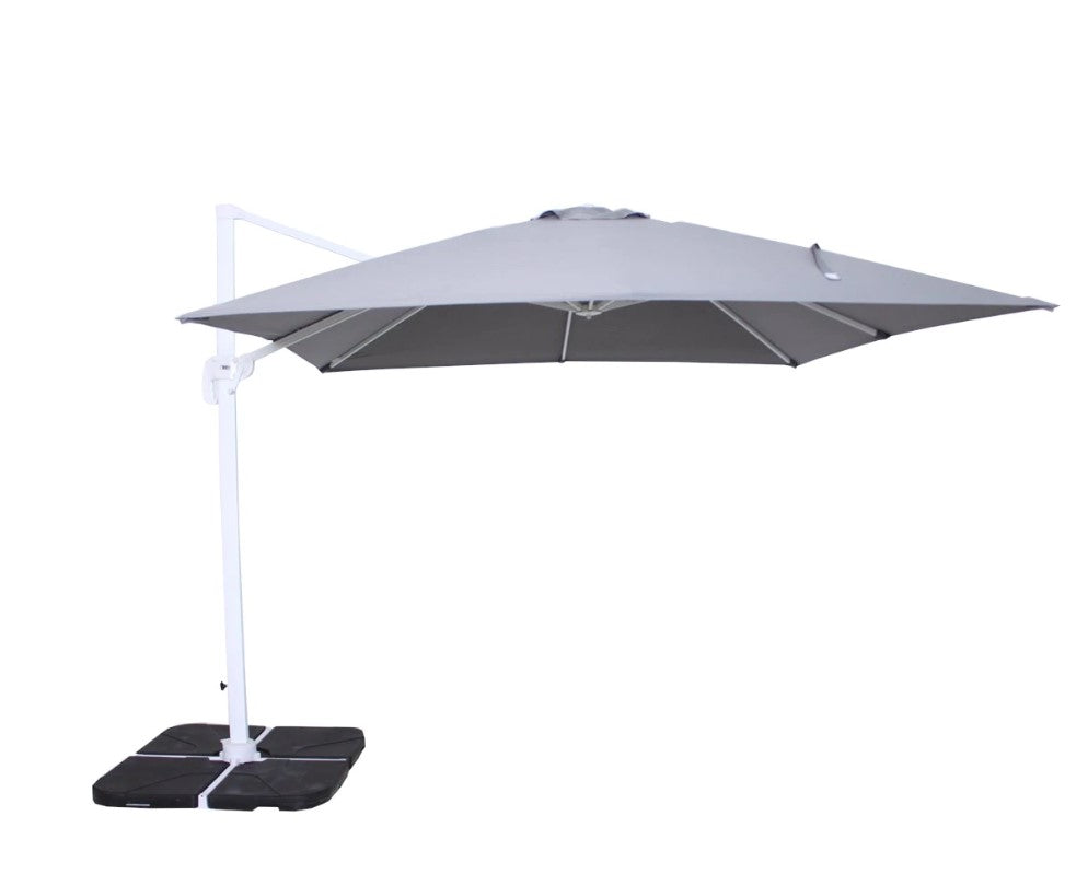 Decentralized square garden umbrella in White and Gray aluminum - Sanremo