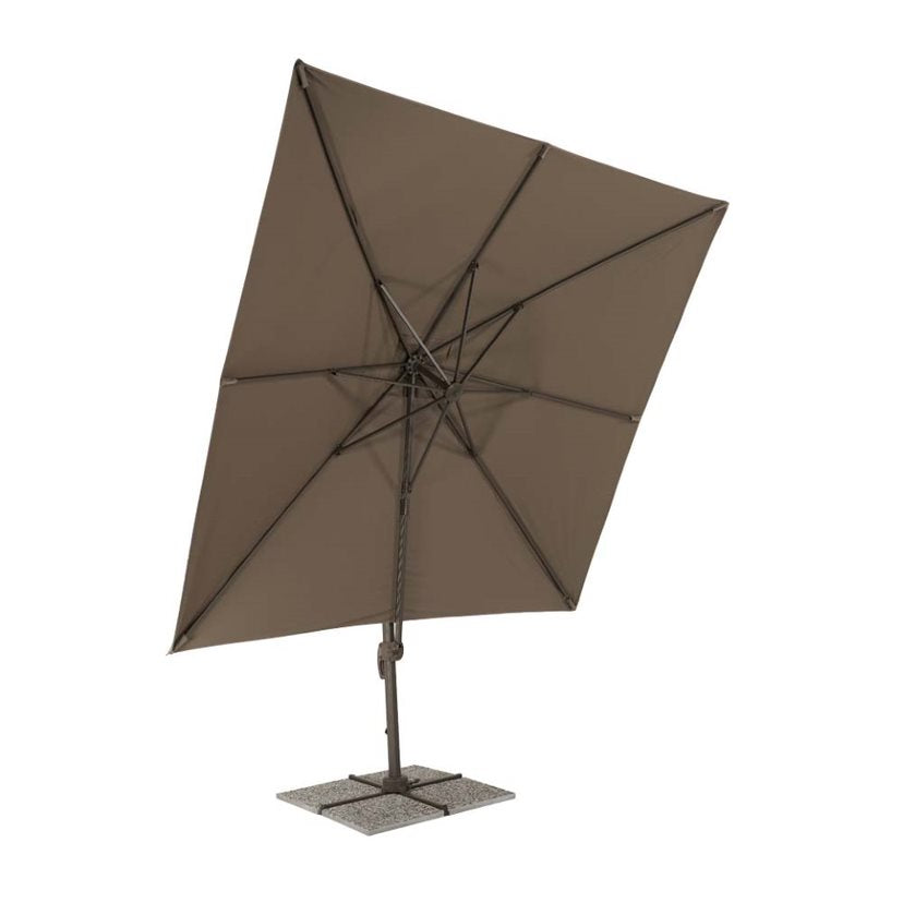 Decentralized square garden umbrella in light taupe aluminum - Sanremo