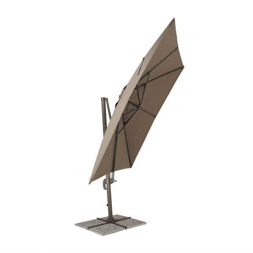 Decentralized square garden umbrella in light taupe aluminum - Sanremo