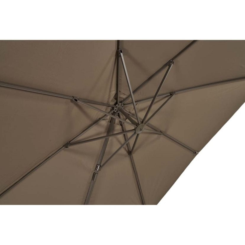 Decentralized square garden umbrella in light taupe aluminum - Sanremo