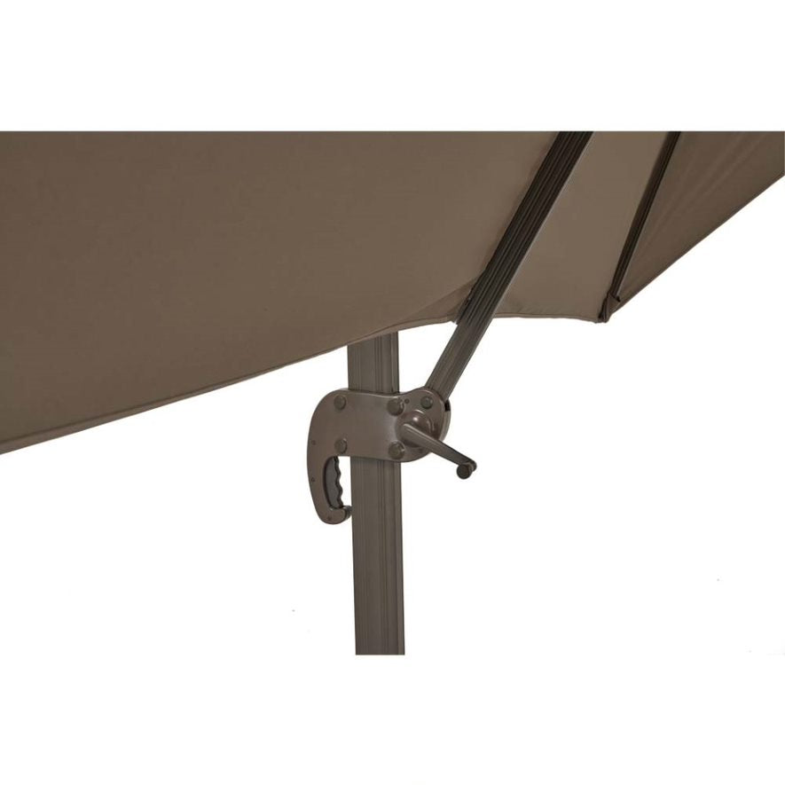 Decentralized square garden umbrella in light taupe aluminum - Sanremo