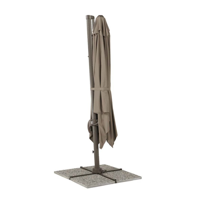 Decentralized square garden umbrella in light taupe aluminum - Sanremo