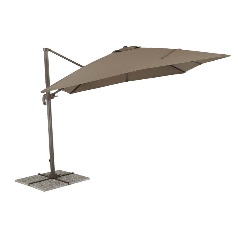 Decentralized square garden umbrella in light taupe aluminum - Sanremo