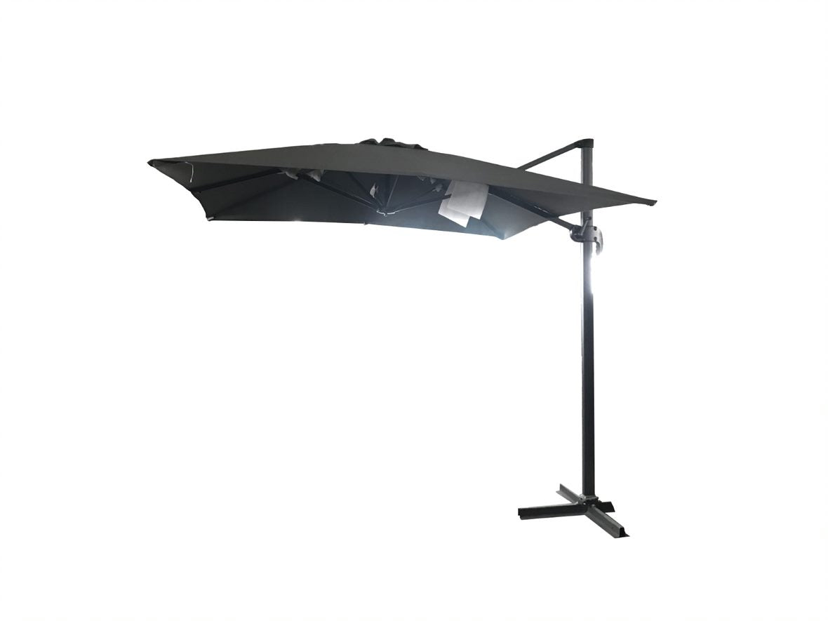 Decentralized rectangular garden umbrella in Anthracite and Gray aluminum - Sanremo