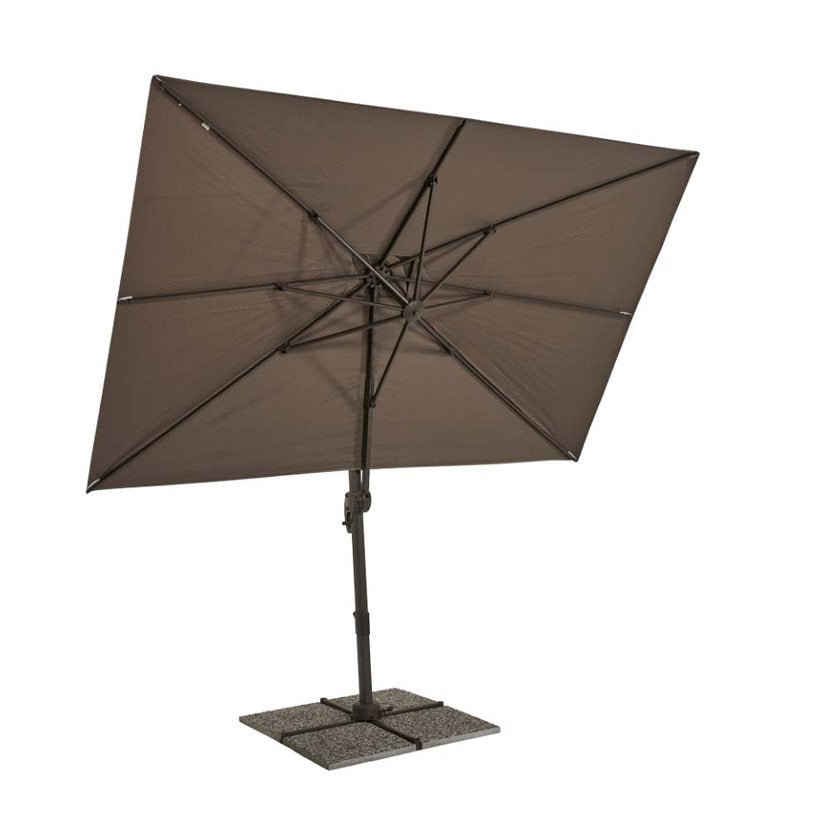 Decentralized rectangular garden umbrella Taupe aluminum - Sanremo