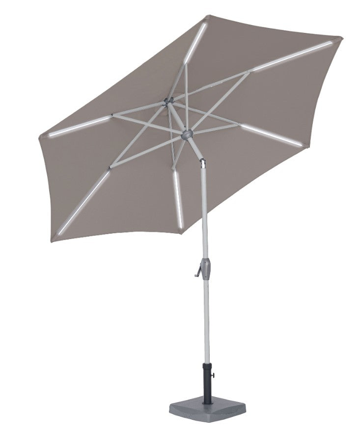 Umbrella central pole Plus round 270 cm gray with LED lights