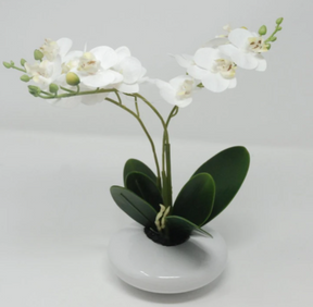 Orchidea artificiale in vaso bianco altezza 30 cm - Iperverde