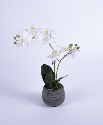 Artificial orchid in white pot, height 46 cm