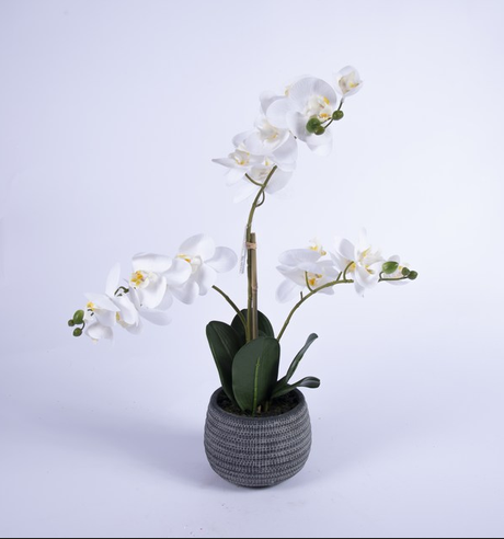 Artificial orchid in white vase height 51 cm