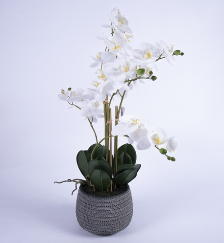 Artificial orchid in white pot height 58 cm