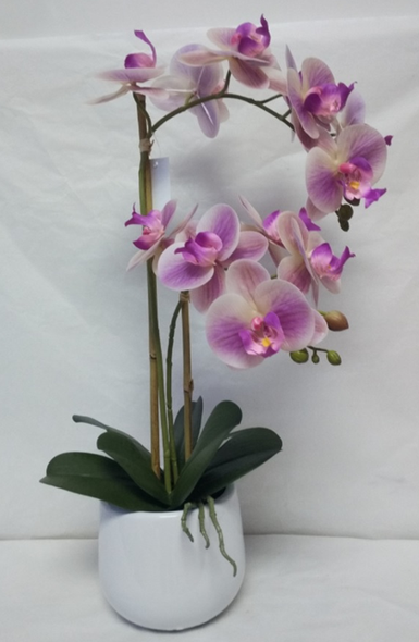 Artificial orchid in pink pot, height 56 cm