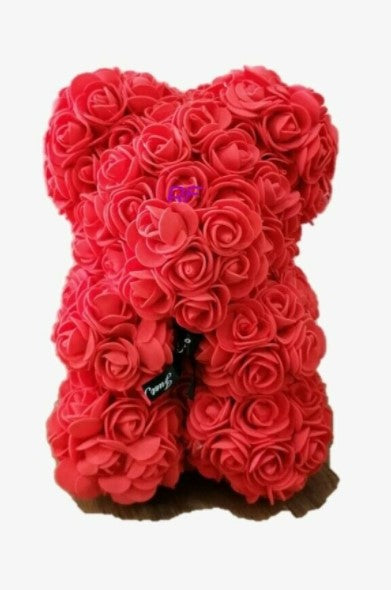 Orso teddy bear di rose artificiale H 25 cm rosso con confezione regal –  Iperverde