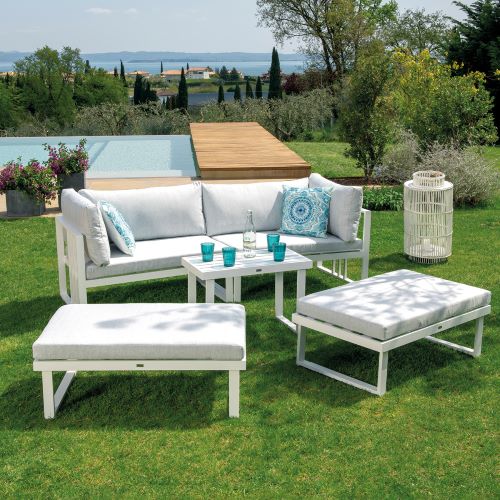 Salotto da giardino in alluminio Antigua angolare 4/6 posti