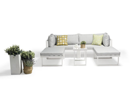 Antigua angular 4/6 seater garden lounge in aluminum