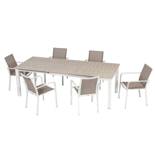 Set Pranzo da giardino con Tavolo e sedie in alluminio allungabile da 6 a 8 posti - modello New Butterfly