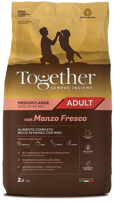 Together cane adult medium/large con manzo fresco 2,5kg