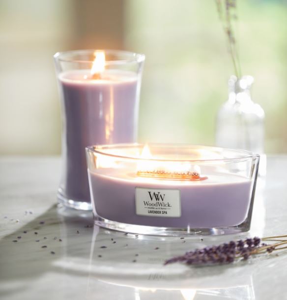 Woodwick candle lavender spa