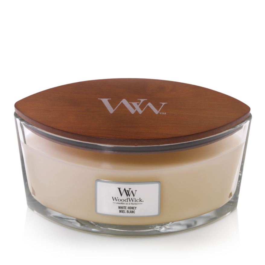 Woodwick white honey candle